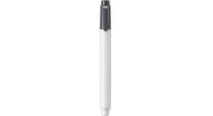 White pen with black tip in minimalist style on white background for office supplies