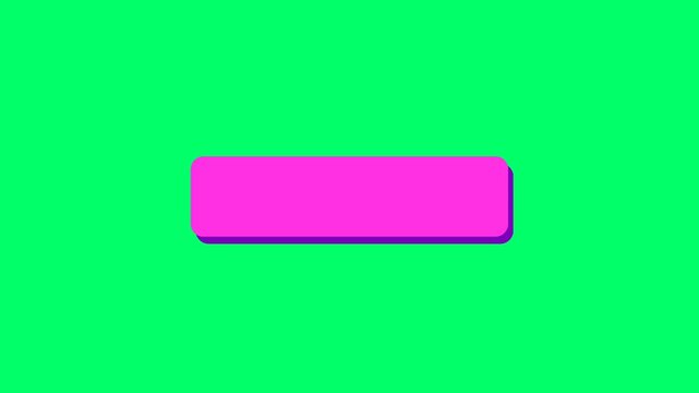 Pink rounded rectangle empty button element animation with green screen background