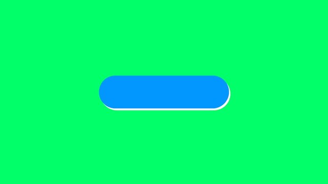 Blue rounded rectangle empty button element animation with green screen background