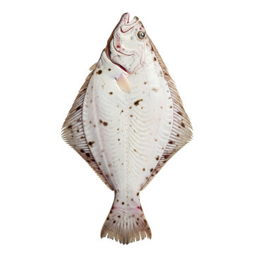 A close-up photo of a flatfish with a black background
