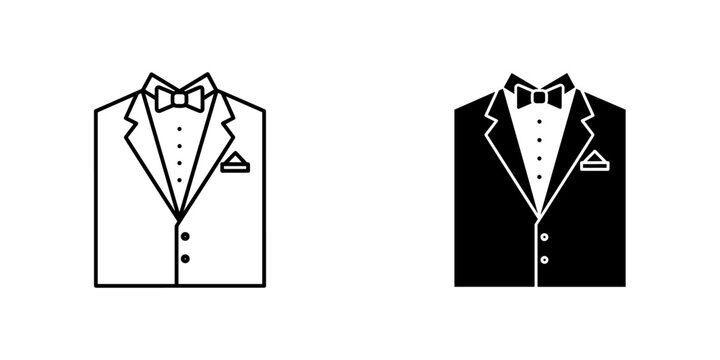 Minimalist tuxedo bow tie vector illustration isolated on white background formal wear design