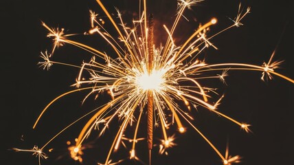 Fototapeta premium Vibrant sparks fly through dark night air in dazzling display