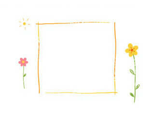 Obraz premium Hand Drawn Pastel Flower Frame Border, Cute Doodle Square Template with Copy Space