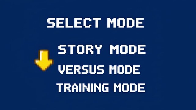 A retro, pixelated screen displays game mode options, evoking nostalgia and suggesting choices. Ideal for gaming blogs, app interfaces, or articles on