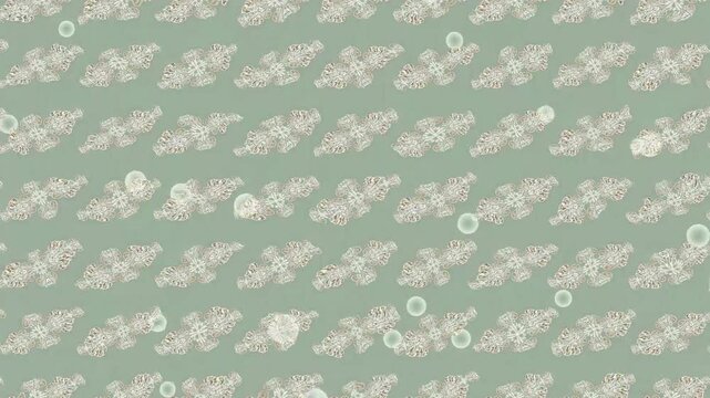 Soft mint green floral video background with retro hand drawn flowers, delicate botanical details and vintage texture. Seamless loop animation with repeating pattern for creative design.
