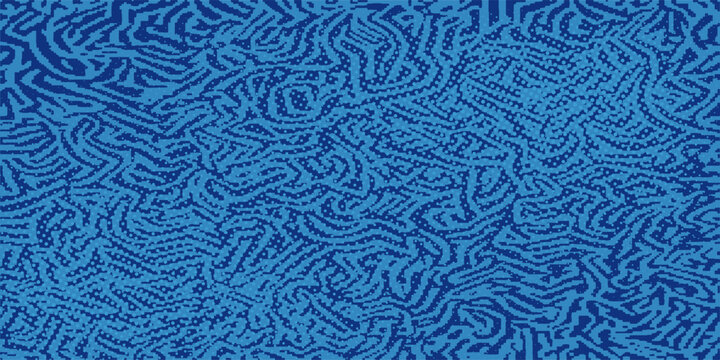 PrintBlue pixel background. Abstract digital pattern with square elements grid. Futuristic dotted mesh with gradient effect. Geometric minimal digital design. Modern vector illustration.