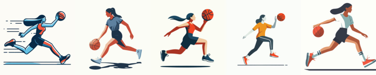 Vector Illustration of a Woman Playing Basketball © Fajar
