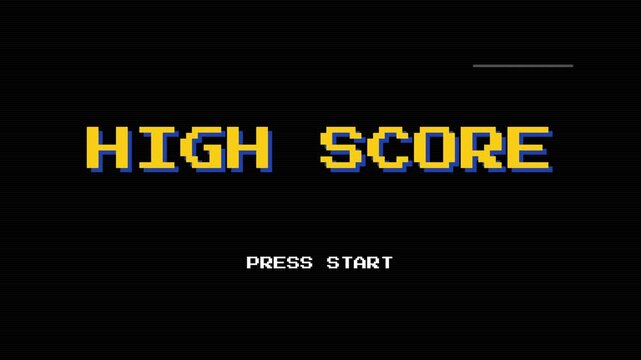 Retro high score screen with flashing press start prompt. 4K Video