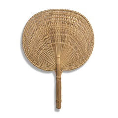 Traditional Bamboo Handheld Fan Isolated.