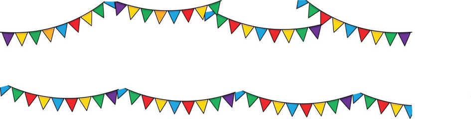 Obraz premium Happy Holi Festival Celebration with Colorful Pennant Flags, Vibrant Decorative Bunting, Bright Festive Artwork, and Joyful Cultural Illustration