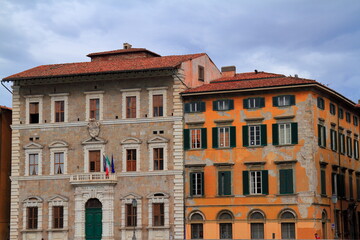 Naklejka premium The historic medieval center of the Italian town of Pisa, Italy, in the Siena Province of the region of Tuscany