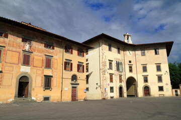 Naklejka premium The historic medieval center of the Italian town of Pisa, Italy