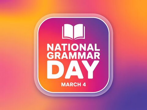 National grammar day logo on colorful background celebrating language and linguistics
