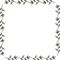 Obraz premium Square frame with hand drawn decorative elements with leaves.eps
