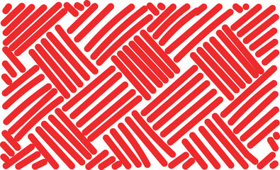 Abstract background pattern featuring bold red diagonal lines woven together in a tight overlapping crisscross texture creating dynamic visual rhythm and modern artistic graphic design. © MD