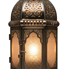 Ornate Metal Lantern with Glass Panels.