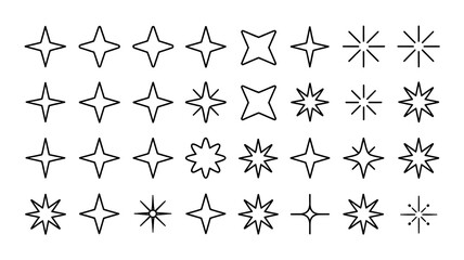 Fototapeta premium Collection of diverse star shapes and designs in minimalist style