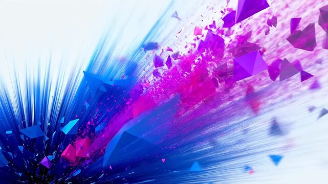 Colorful geometric triangles exploding in dynamic motion