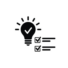 Fototapeta premium Vector illustration icon black lightbulb icon with checklist and checkmarks