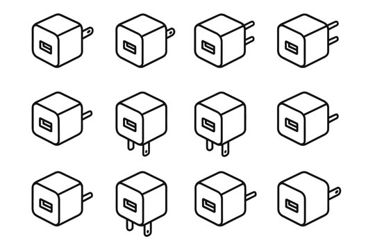 Utility form vector design charging silhouette charger usb minimalist centered icon