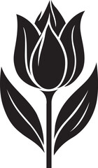 Stylized black and white tulip flower