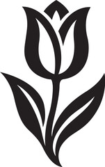 Stylized black and white tulip flower