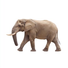 Obraz premium Majestic African Elephant Walking Gracefully in Natural Habitat Under Bright Blue Sky