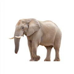 Obraz premium Majestic African Elephant Standing Gracefully on White Background Captured in Detail