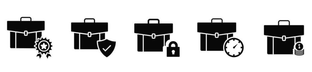 Modern Silhouette Style Business Case Icon Collection