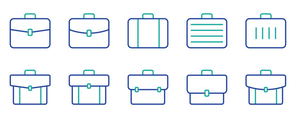 Modern Briefcase and Office Bag Icon Collection