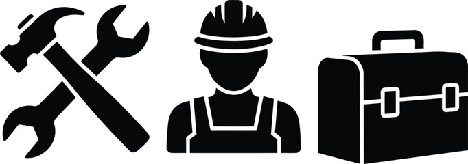 Worker with tools and briefcase