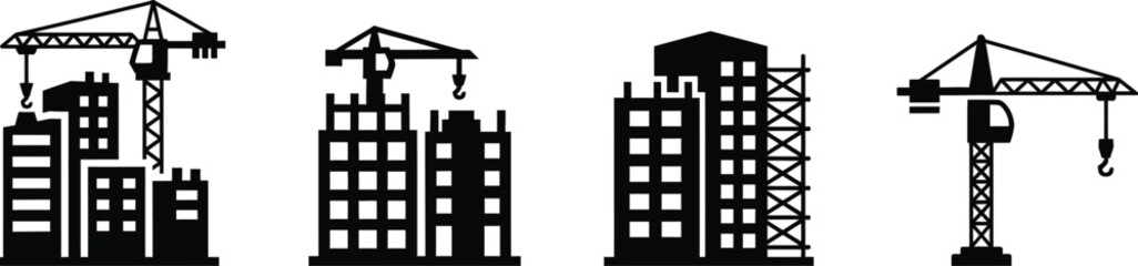 Construction site with cranes and buildings