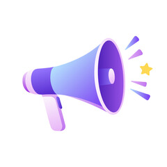 Modern Purple Megaphone Vector Icon Isolated on White Background