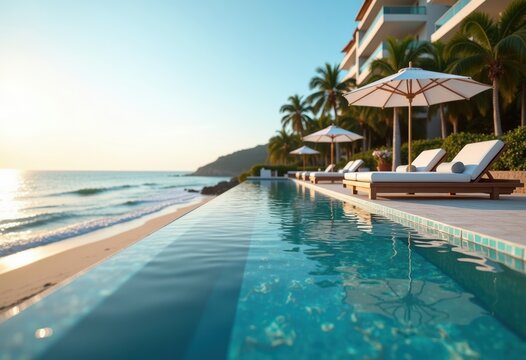 Infinity Pool Edge Overlooking Ocean Serenity Stunning West Facing Outdoor Villa Dreamscape