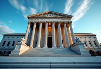 Fototapeta premium Neoclassical Courthouse Magnificence Majestic Columns Stone Steps Grand Entrance