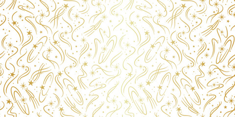 Gold gradient shooting stars seamless vector pattern overlay banner background © Kati Moth
