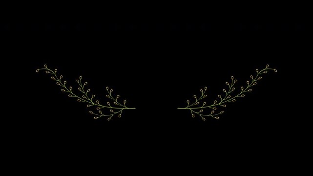 Animated Floral Leaf Wreath Wedding Title Text Frame with Copy Space on Alpha Channel