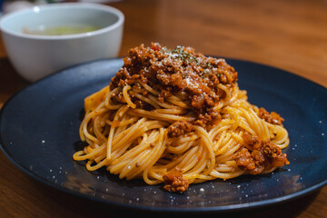 ミートソースのクローズアップ