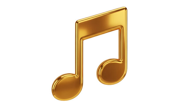 Shiny gold eighth note symbol for music and harmony