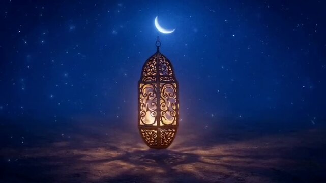 arabic lantern of ramadan celebration background illustration. Generative AI