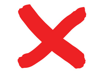 Red Cross Mark PNG Isolated on Transparent Background &ndash; Hand Drawn X Symbol