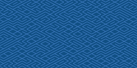 Blue Geometric Maze Pattern Background with Abstract Angular Design. vector eps 10