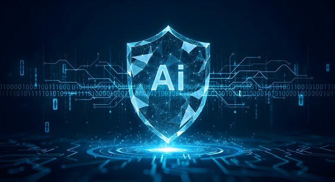 Artificial Intelligence Cybersecurity Shield Protecting Data