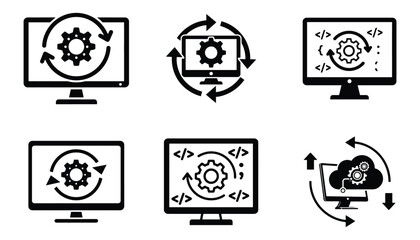 Legacy system update icons: modernization & upgrade vector set