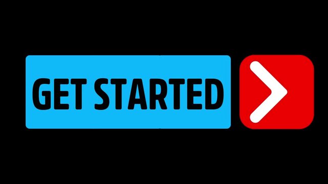 Get Started Web UI Animated Button with Arrow 4k Motion Graphics Video Footage with Alpha Channel