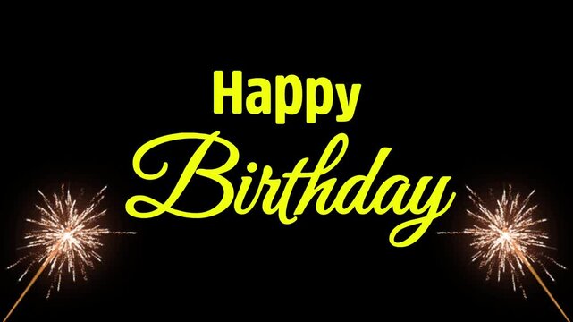 Happy Birthday fireworks Animation Video, Happy birthday gif. Happy Birthday Confetti fireworks Particle Glitter animated birthday wish. Good for birthday wishes greeting, Golden Birthday Text GIF.