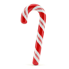 Obraz premium Classic Red and White Striped Candy Cane for Christmas Holidays