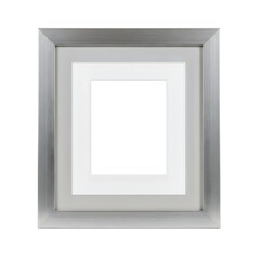 Simple silver picture frame with white matte background