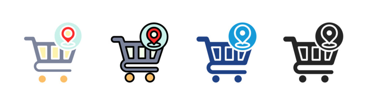 Store Location icon set multiple style collection
