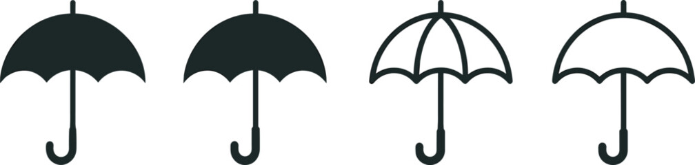 Umbrella icon set, protection and weather symbols in solid and outline styles © MdAbdullahAl